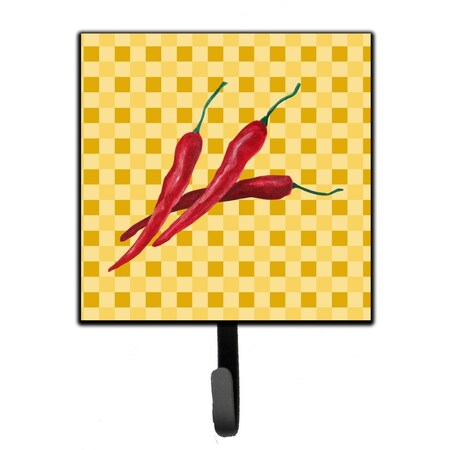 Carolines Treasures Chili Peppers on Basketweave Leash or Key Holder BB7195SH4